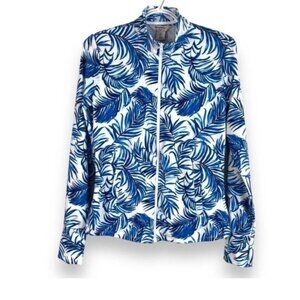 Tommy Bahama Womens Small Golf Tennis Jacket  Blue Sea Palms Stretch Full Zip
